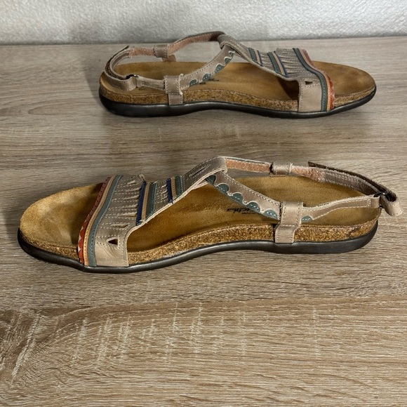 Naot Odelia Khaki Beige Combo Leather Ankle Strap SandalsSize 8 - Picture 8 of 11